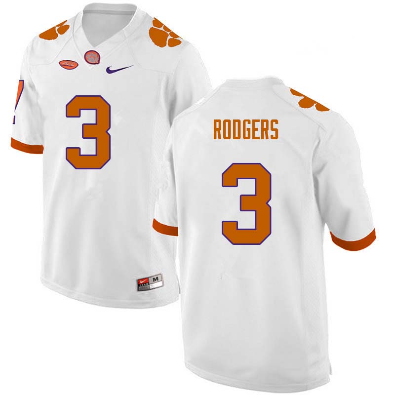 Men #3 Amari Rodgers Clemson Tigers College Football Jerseys Sale-White - Click Image to Close